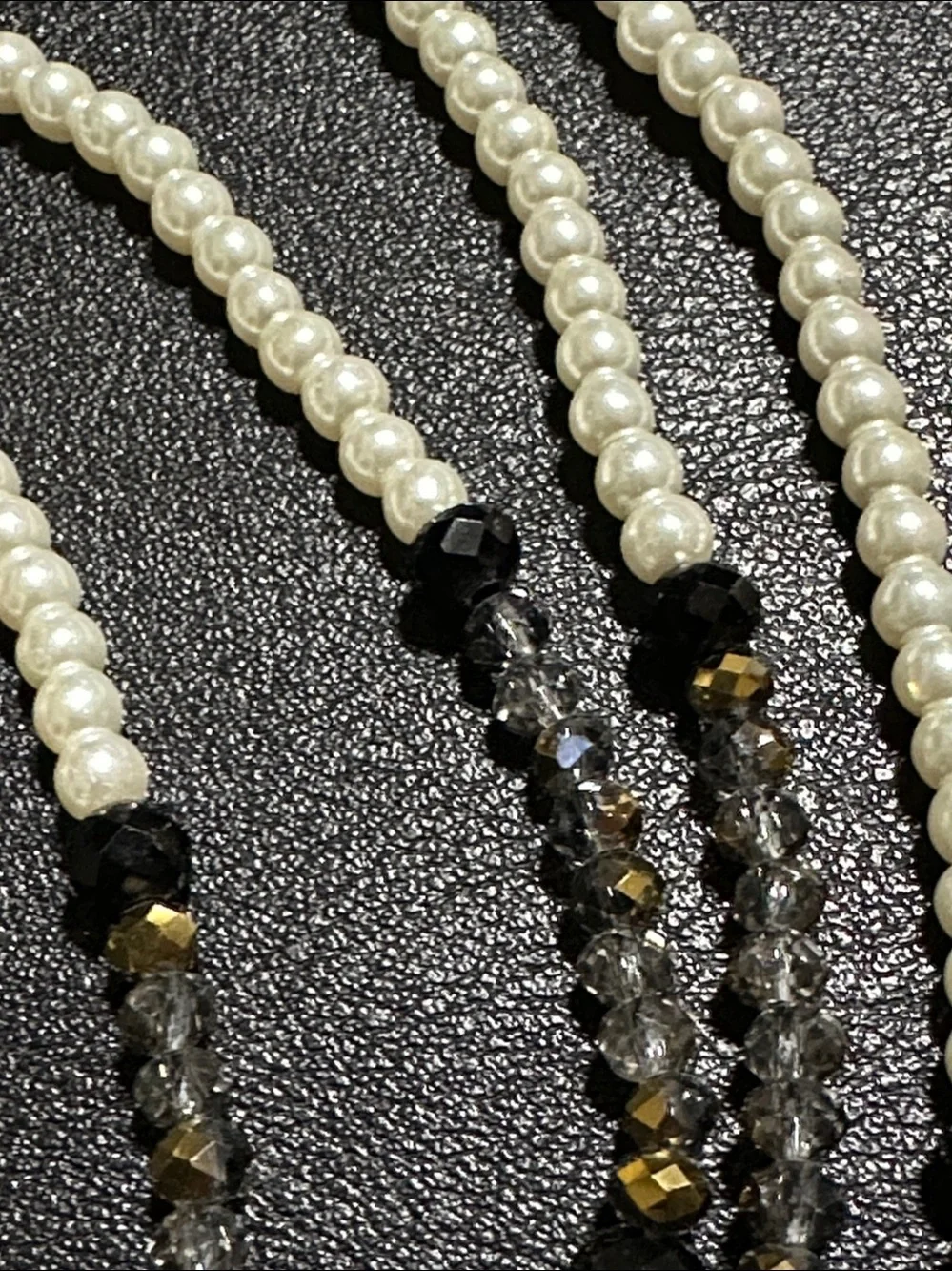 Dillards Faux Pearl & Crystal Continuous Strand Necklace